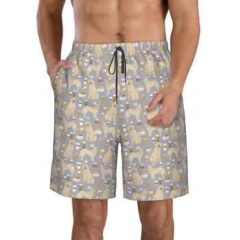 Мужские плавки с принтом Golden Coffee, Быстросохнущие пляжные плавки с завязками на талии, пляжные шорты с сетчатой подкладкой