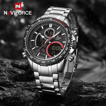 Мужские часы бренда NAVIFORCE, роскошные спортивные Водонепроницаемые Многофункциональные кварцевые наручные часы, мужской светящийся аналоговый будильник