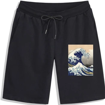 Мужские шорты на заказ онлайн Мужские Шорты The Great Wave Off Kanagawa с графическим круглым вырезом и принтом