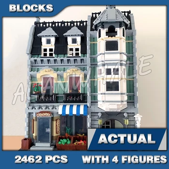 наборы строительных блоков Expert Modular Street View Green Grocer Classic Apartments 15008, совместимые с моделью, 2462 шт.