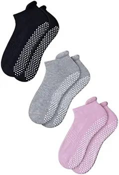 Нескользящие носки, противоскользящие носки с ручками, 3 пары носков унисекс для йоги, домашней тренировки, штанги, пилатеса, беременности в больнице