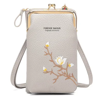 Новая женская сумка через плечо, дорожная сумка, винтажная сумка на молнии, вышитая сумка для мобильного телефона, кошелек, сумочка-Портмоне