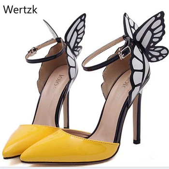 Новая летняя женская обувь с галстуком-бабочкой на тонком каблуке, туфли на высоком каблуке с заостренным концом, для ночного клуба, банкета, сексуальные туфли-лодочки, свадебные туфли A932