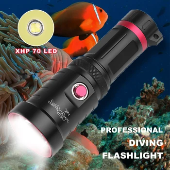 Новые профессиональные фонари для дайвинга P70 High Power Led Torch 18650, подводные лампы, водонепроницаемый перезаряжаемый фонарь для дайвинга IPX8