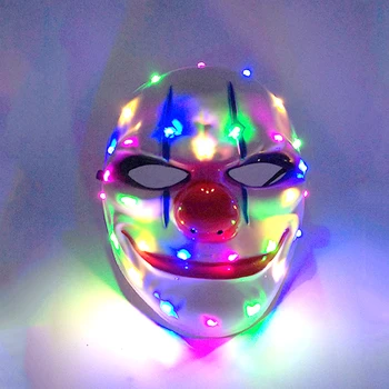 Новые светодиодные маски клоуна на Хэллоуин, забавная маска для лица, реквизит для косплея на Хэллоуин, маскарадные светодиодные маски для вечеринок