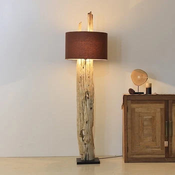 Новый торшер из массива дерева в китайском стиле, Выветрившаяся древесина, увядшая древесина, декоративная лампа Дзен