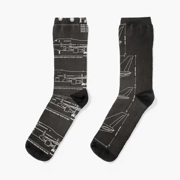 Носки Boeing 747 Family Blueprint (черные), компрессионные носки, женские носки, эстетические спортивные чулки, мужские носки, мужские носки