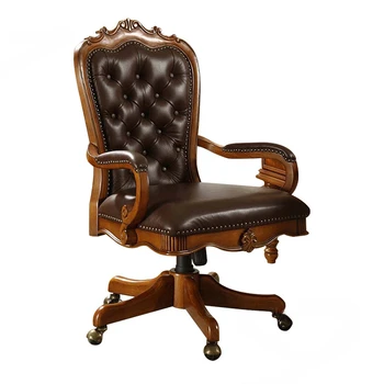 Офисные кресла из американской кожи Современная офисная мебель Кресло с мягкой подушкой и спинкой Поворотное кресло с домашним подъемником Ретро Кресло Boss