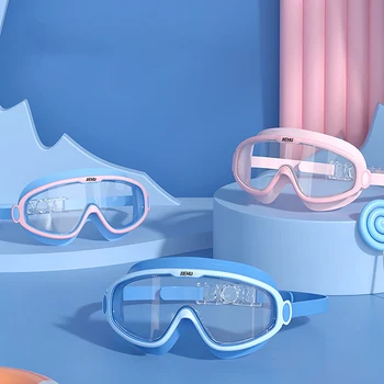 Очки с защитой от запотевания в большой оправе, водонепроницаемые плавательные очки с цветным покрытием высокой четкости, студенческие очки