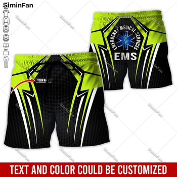 Пользовательское название EMS EMT Physical Therapy Мужские Пляжные шорты с 3D принтом Мужские Летние Гавайские короткие брюки Повседневные пляжные брюки-3