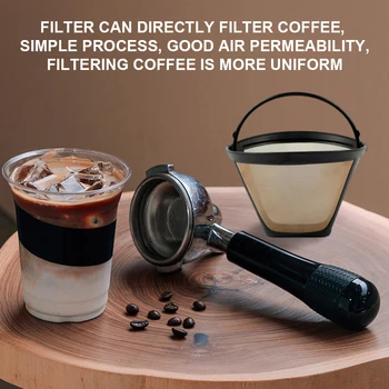 Постоянные фильтры для кофе из 100 ячеек с ручкой, бытовая сетчатая корзина для кофе, чашка, моющийся фильтр для кофе, фильтр для корзины для кофе.