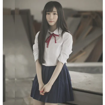 Прекрасная студентка в японском стиле Лолита, матросский костюм, костюм, школьная плиссированная юбка С длинным рукавом, Комплект униформы JK