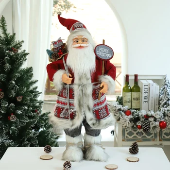 рождественские украшения 30 см, куклы Санта-Клауса, стоящая Рождественская статуэтка, Праздничное украшение, Планировка украшений, оформление окон