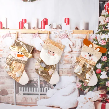 Рождественские чулки, носки Санта-Лося, Рождественский подарочный пакет, Рождественская сумка с яблоками, Рождественская елка, Рождественские украшения для дома, подарок детям