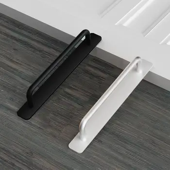 Ручка дверцы кухонного шкафа без перфорации из алюминиевого сплава, Выдвижной ящик для мебели, Фурнитура, Т-образная планка, двухтактные ручки-помощники