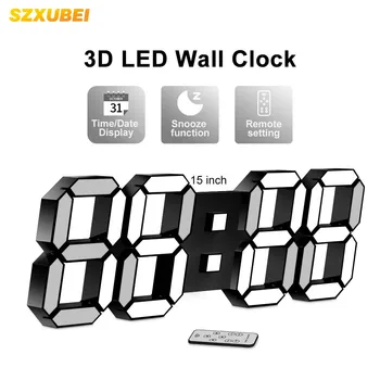 Светодиодные Настенные Часы 3D LED Цифровые Часы Современного Дизайна Настольный Будильник Ночник Настольные Часы Гостиная Спальня