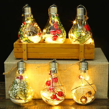 Светодиодный Рождественский шар, Прозрачные светящиеся сказочные огни, Рождественская елка, Подвесные украшения, Освещение для Рождественской новогодней вечеринки