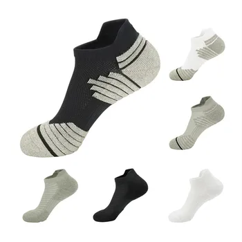 Серые спортивные носки до щиколотки, женские, мужские, уличные баскетбольные, велосипедные, футбольные, быстросохнущие, нескользящие, короткие носки без показа