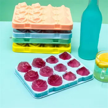 Силиконовые формы Лоток для кубиков льда с крышкой в форме ромбовидной розы Многоразовая форма для льда Бар Кухонные Принадлежности Инструмент для приготовления мороженого