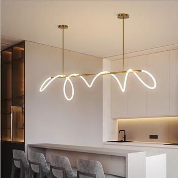 Скандинавская светодиодная люстра с длинным шлангом для стола, столовой, кухни, бара, Минималистичный подвесной светильник, Люстры для домашнего декора, светильники