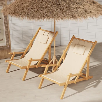 Складное походное кресло с откидной спинкой, переносное патио, пляжное солнце, деревянное кресло с откидной спинкой, современная мебель для балкона Silla De Playa
