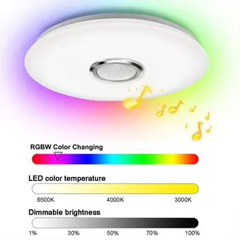 Современный потолочный светильник с регулируемой яркостью RGB, светодиодный потолочный светильник, управление приложением, Bluetooth-совместимая интеллектуальная светодиодная лампа для спальни, гостиной