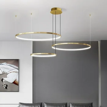 Современный светодиодный подвесной светильник Для гостиной, кухни, столовой, спальни, подвесной светильник, Потолочные люстры, декоративные кольца, круглые люстры