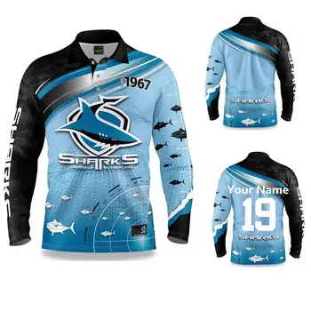 Спортивная одежда Sharks Fishfinder Fishing Shirt 2022 2023 Австралийская повседневная Толстовка С длинным рукавом Пользовательское имя и номер большой размер
