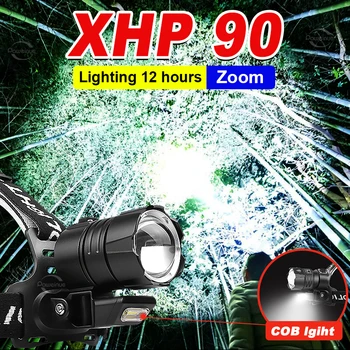 Супер Мощный светодиодный налобный фонарь XHP360, перезаряжаемый через USB, налобный фонарь с высокой мощностью и зумом 18650, водонепроницаемый налобный фонарь для кемпинга