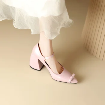 Туфли-лодочки, Весенне-осенние модные универсальные женские туфли с острым носком и бабочкой, высота 9,5 см, большие размеры 32-48