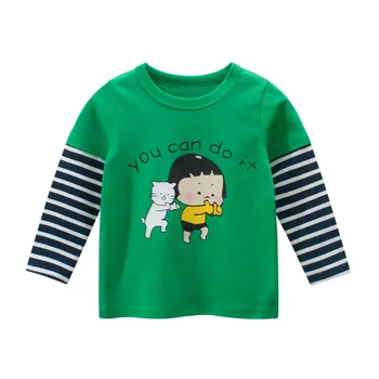 Хлопковая футболка для девочек с длинными рукавами, детская футболка с круглым вырезом, детская одежда, Новые весенне-осенние топы для девочек