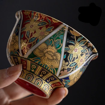 Цвет эмали Золото Серебро Мастер-чашка Керамический чайный сервиз Кунг-фу Чашка в китайском ретро-придворном стиле Удача Приятные подарки