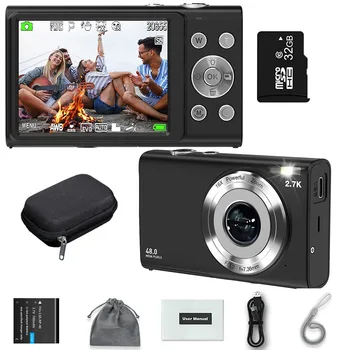 Цифровые камеры 2.7K для Детей Мини-Камера с Автофокусом и Сумкой для Фотосъемки HD 48MP с Большим Экраном 2.8 