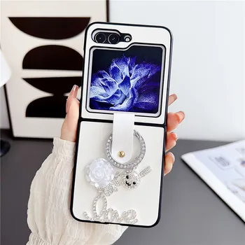 Чехол для телефона с гальваническим покрытием Diamond Rabbit FSamsung Galaxy Z Flip 5 Flip5 5G Ring Hard Shell Защитный чехол